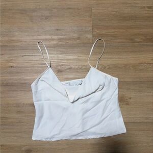 Fleur du Mal Ivory Cowl Neck Crop Cami